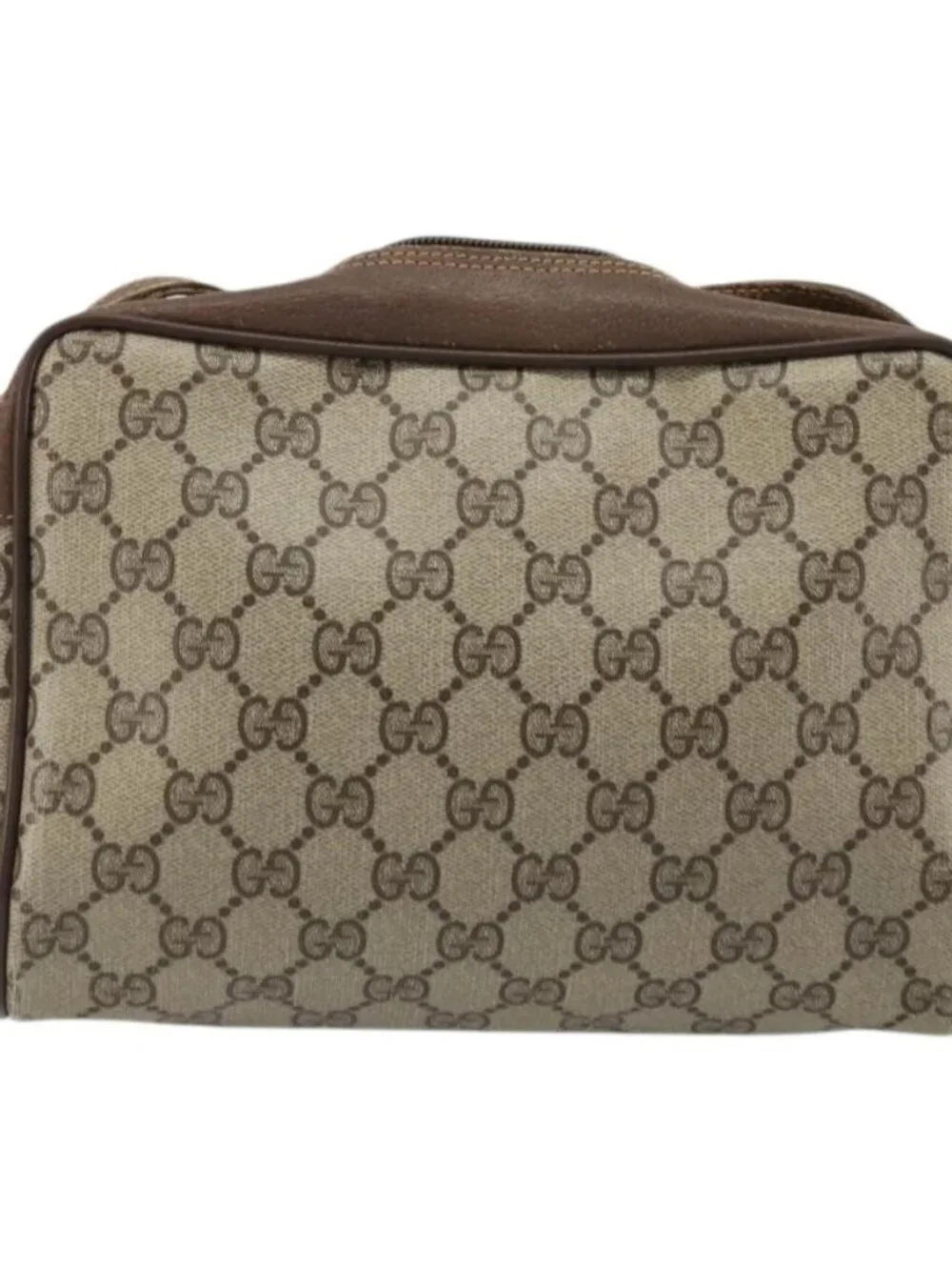 GUCCI GG Supreme Web Sherry Line Bag PVC Beige Gold 56 02 087 Auth BA12158